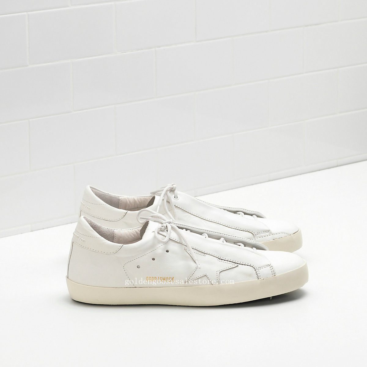 Golden Goose Deluxe Brand Super Star Sneakers In White Calf Leather Upper With Leather Star G30MS590B12